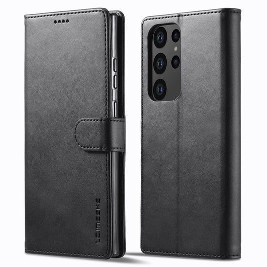 LC.IMEEKE Calf Texture Samsung Galaxy S23 Ultra cover - Black
