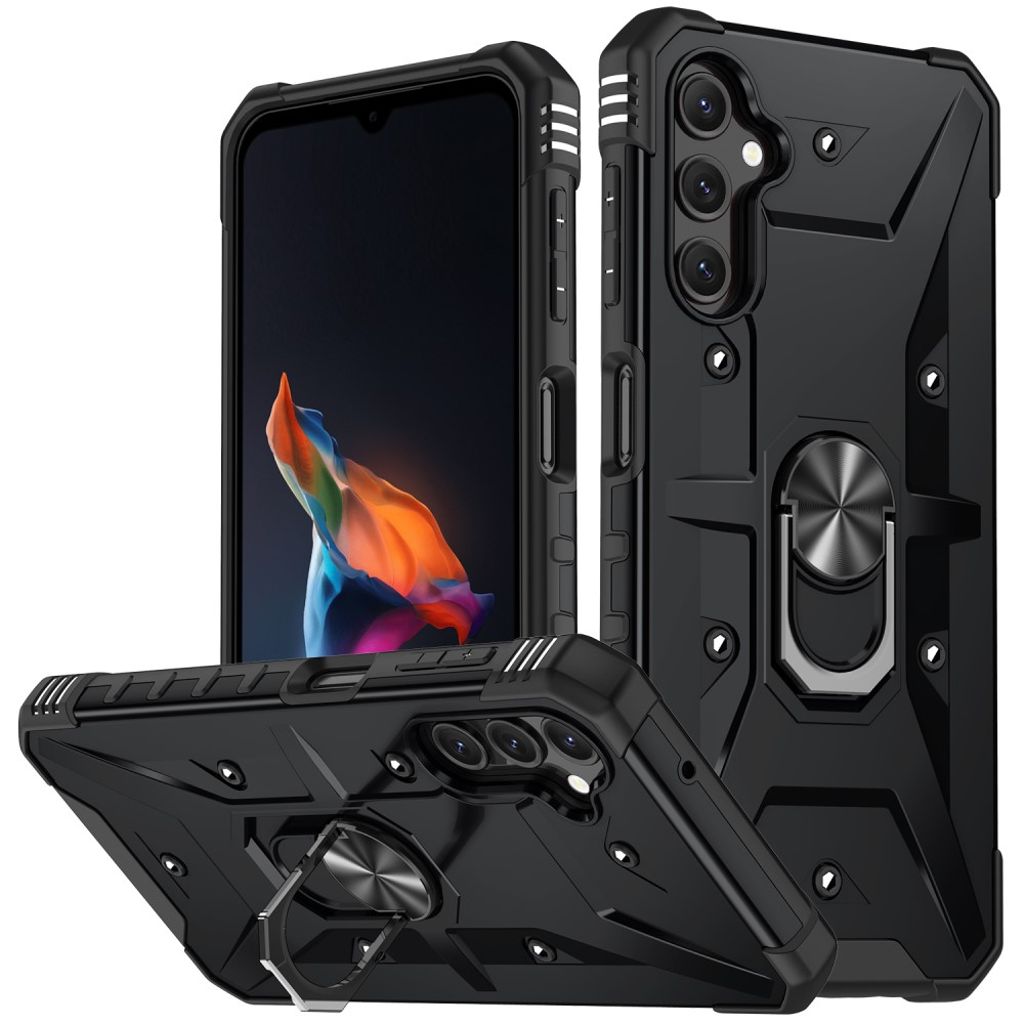 Stötdämpande Samsung Galaxy A14 5G skal with a ring - svart