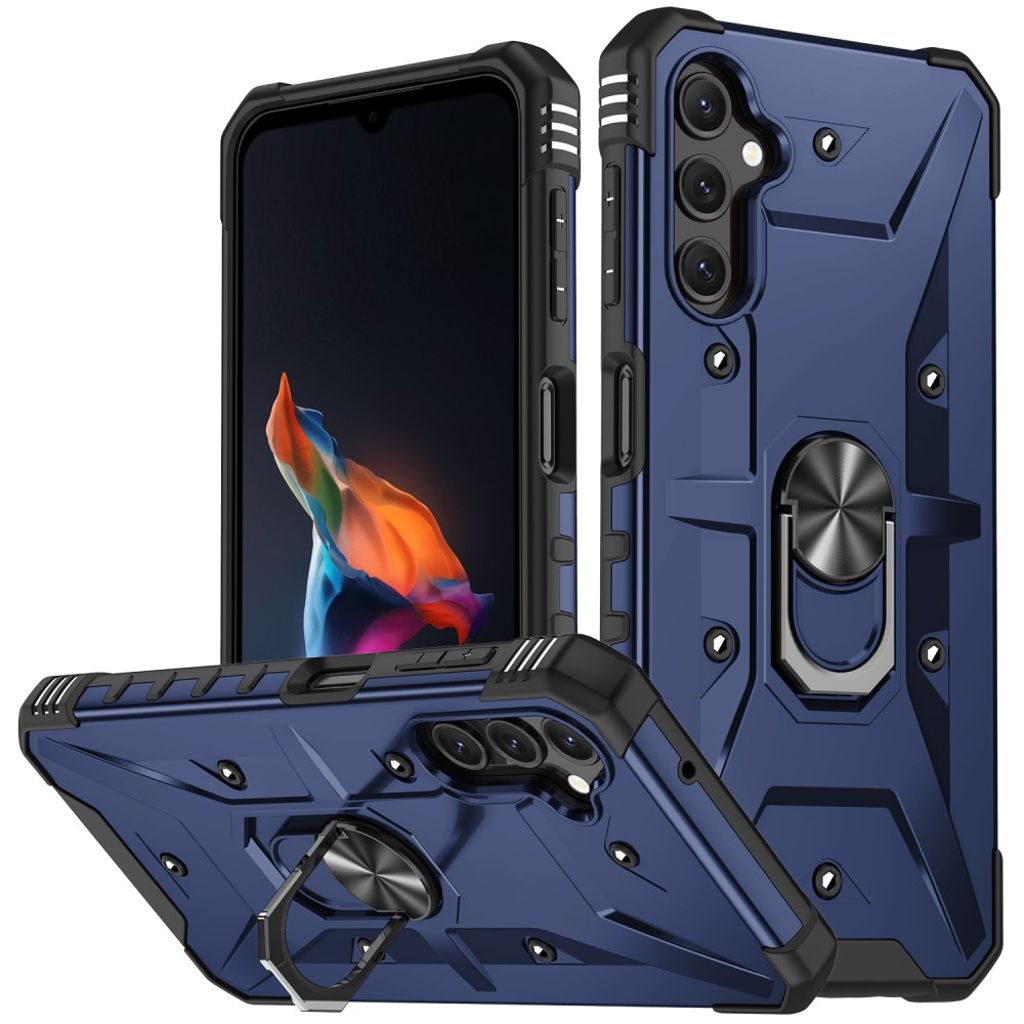 Stötdämpande Samsung Galaxy A14 5G skal with a ring - Dark blå