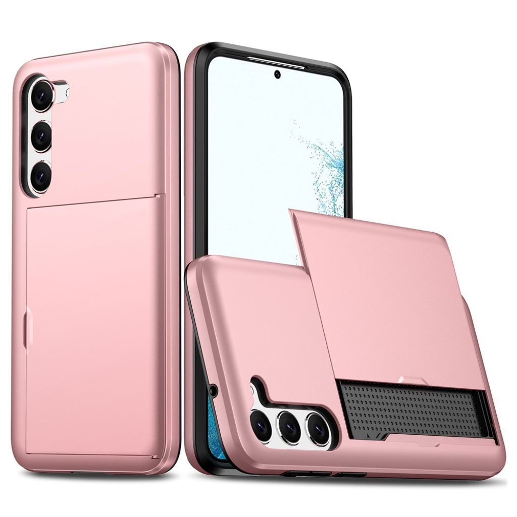Samsung Galaxy S23 case with a card holder - Rose gold-colored