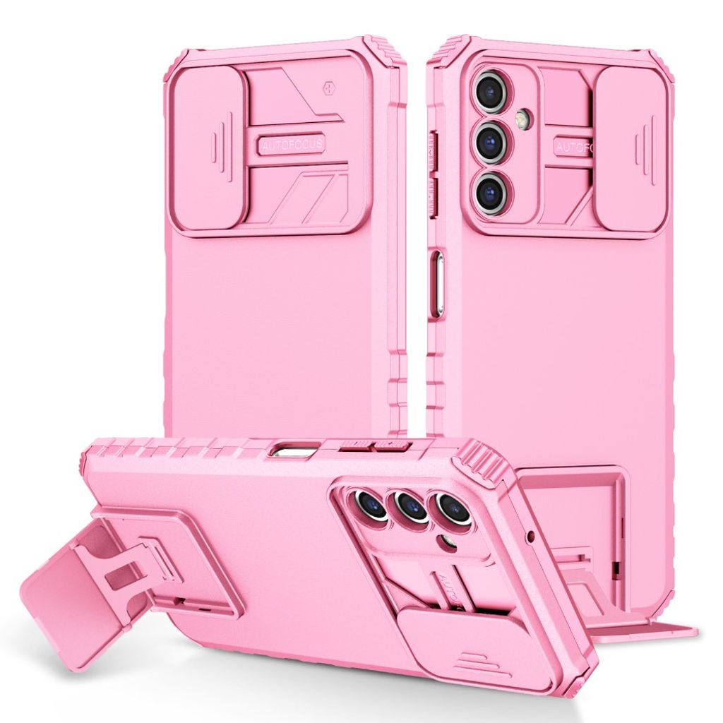 Stötdämpande Samsung Galaxy A14 5G skal with a stativ - rosa