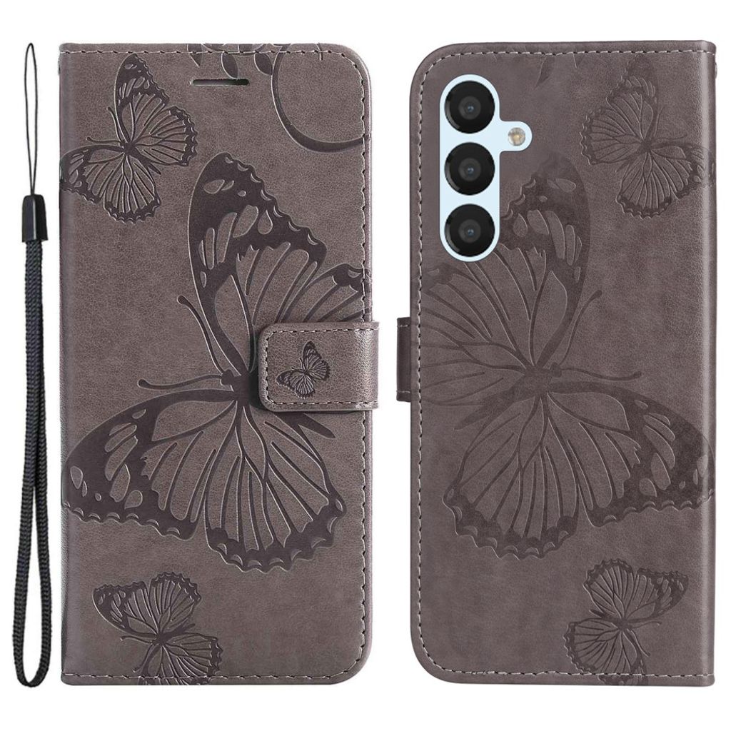 Samsung Galaxy A54 5G fodral with a butterfly print - grå