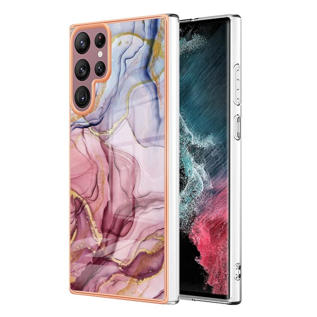 Marbled Samsung Galaxy S23 Ultra case - Rose gold-colored