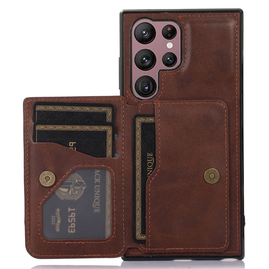 Samsung Galaxy S23 Ultra case with a wallet - Dark brown