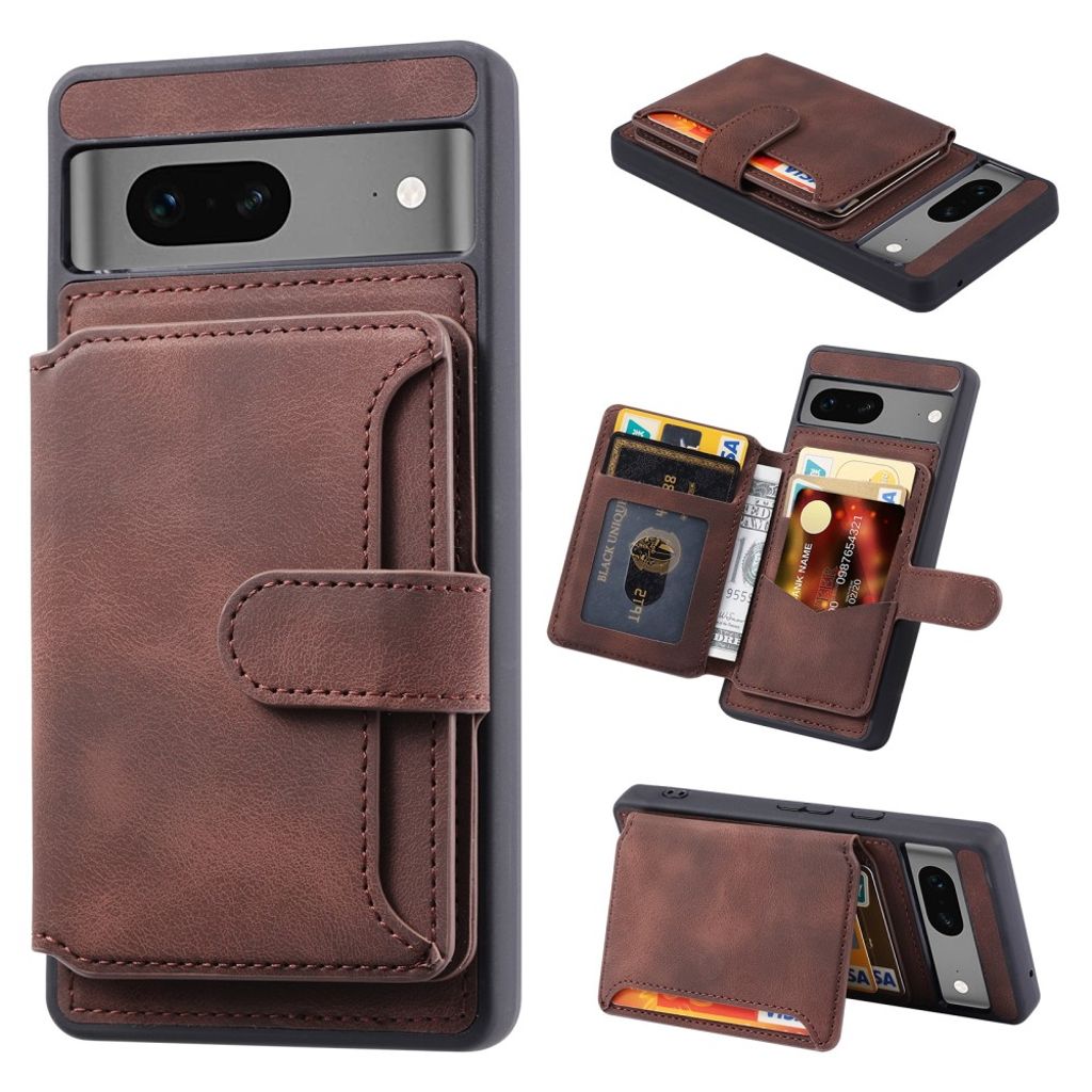 Google Pixel 7A 5G skal with a wallet - Dark brun