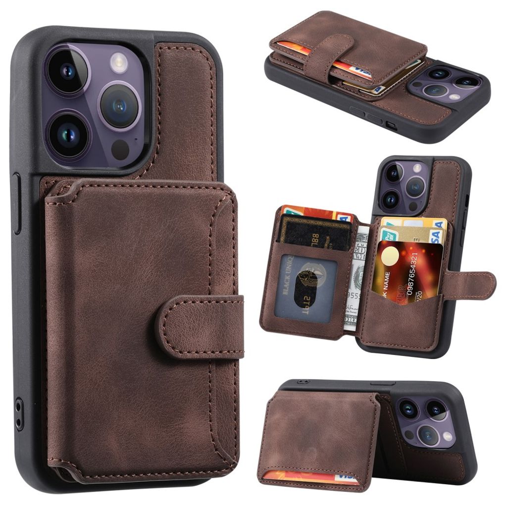 IPhone 13 Pro skal with a wallet - brun