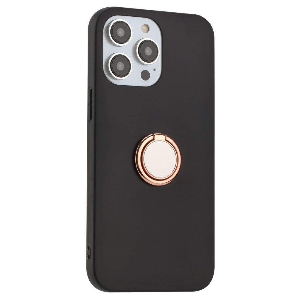 Matte iPhone 13 Pro Max skal with a ring - roséguld-colored