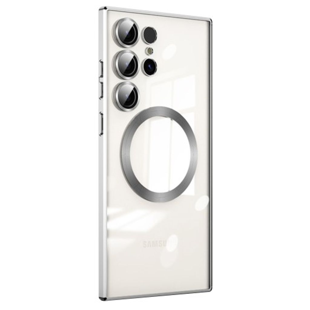 Samsung Galaxy S23 Ultra Qi-compatible Case with Lens Protector - Silver
