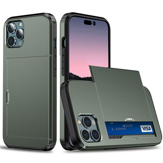 IPhone 15 Pro case with a card holder - Green