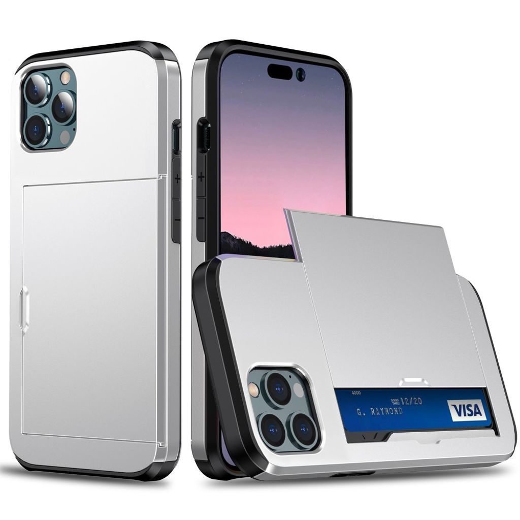 IPhone 15 Pro case with a card holder - Silver