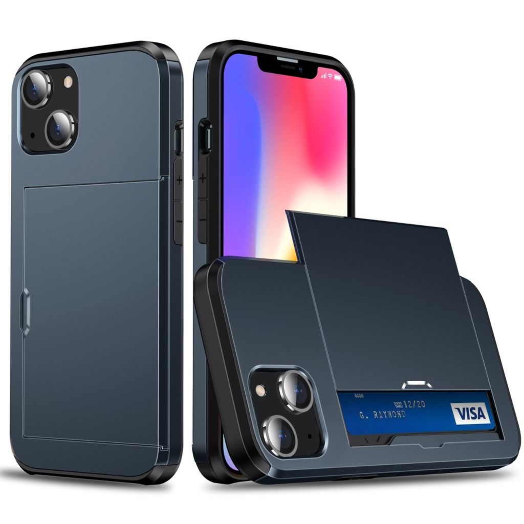 IPhone 15 skal with a card holder - Navy blå