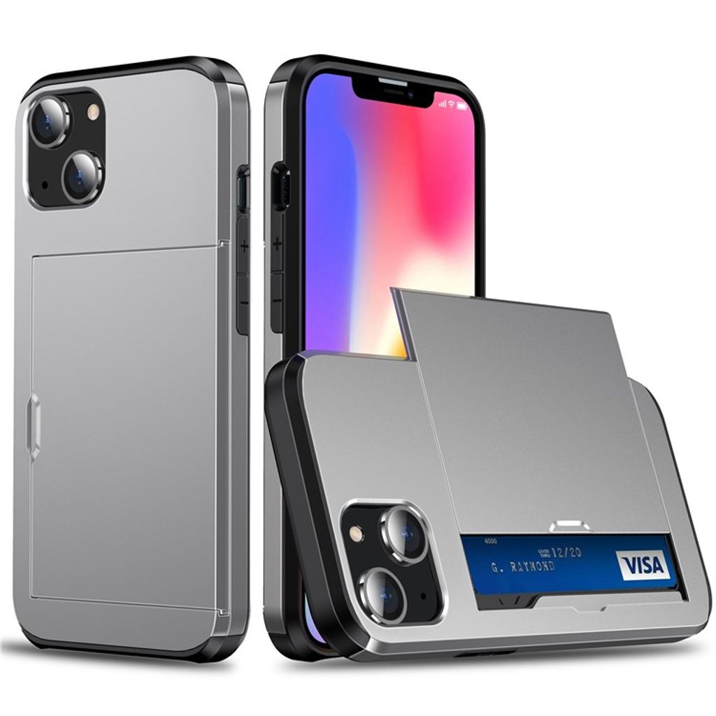 IPhone 15 skal with a card holder - grå