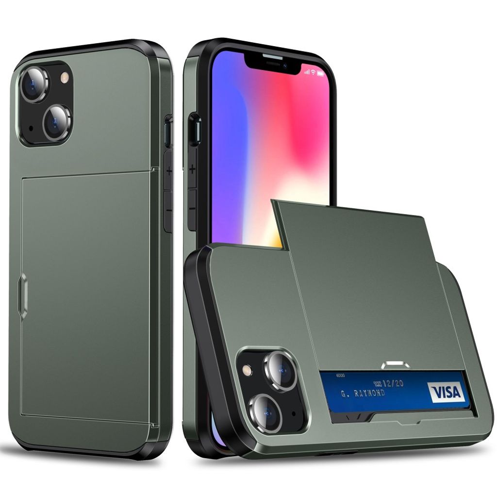 IPhone 15 skal with a card holder - grön