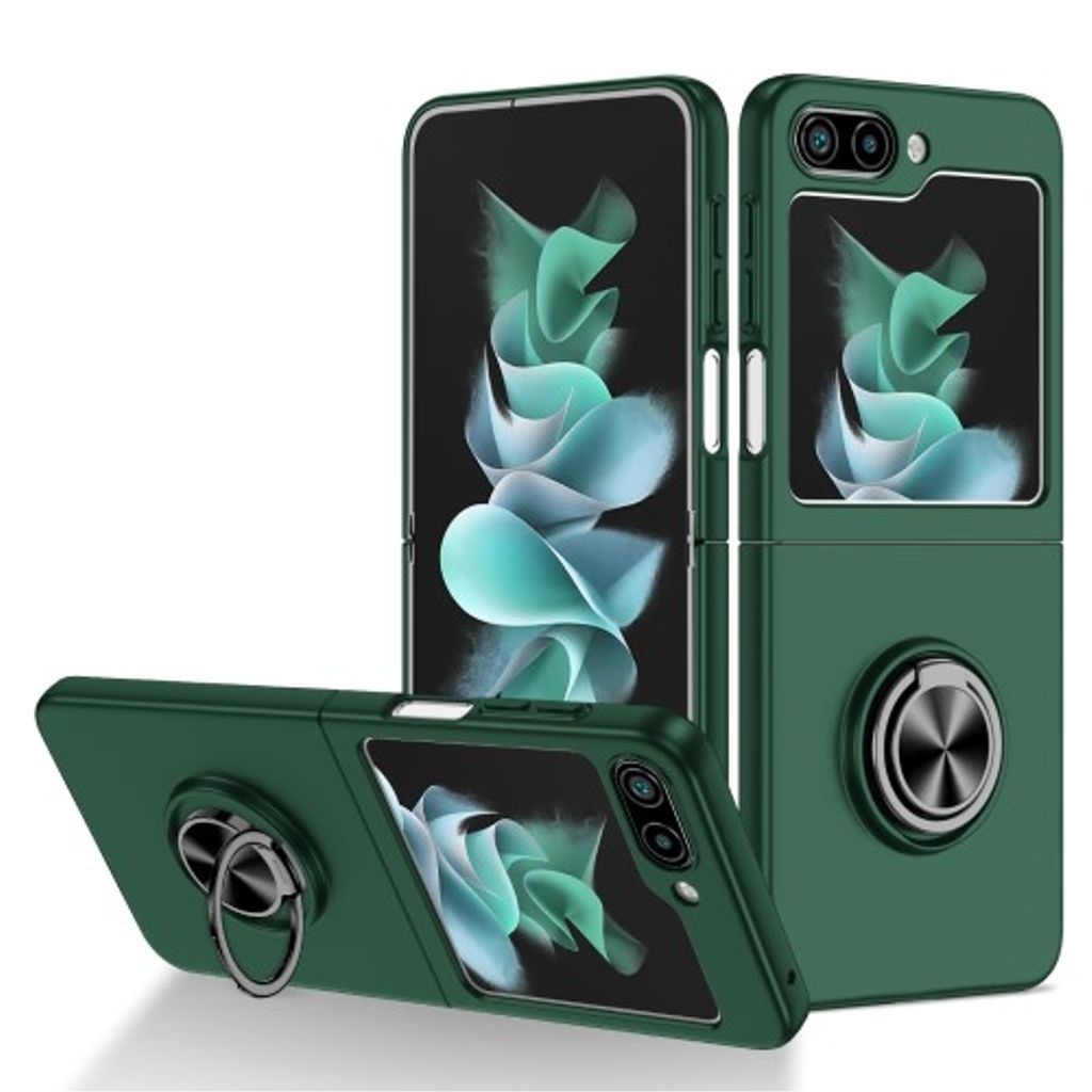 Samsung Galaxy Z Flip5 5G skal with a ring - Dark grön