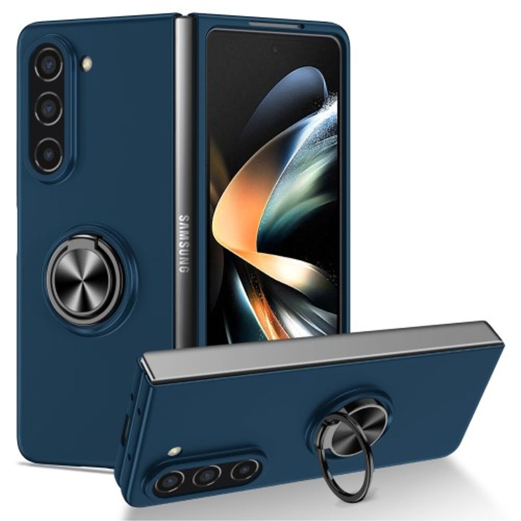 Samsung Galaxy Z Fold5 5G skal with a ring - Dark blå