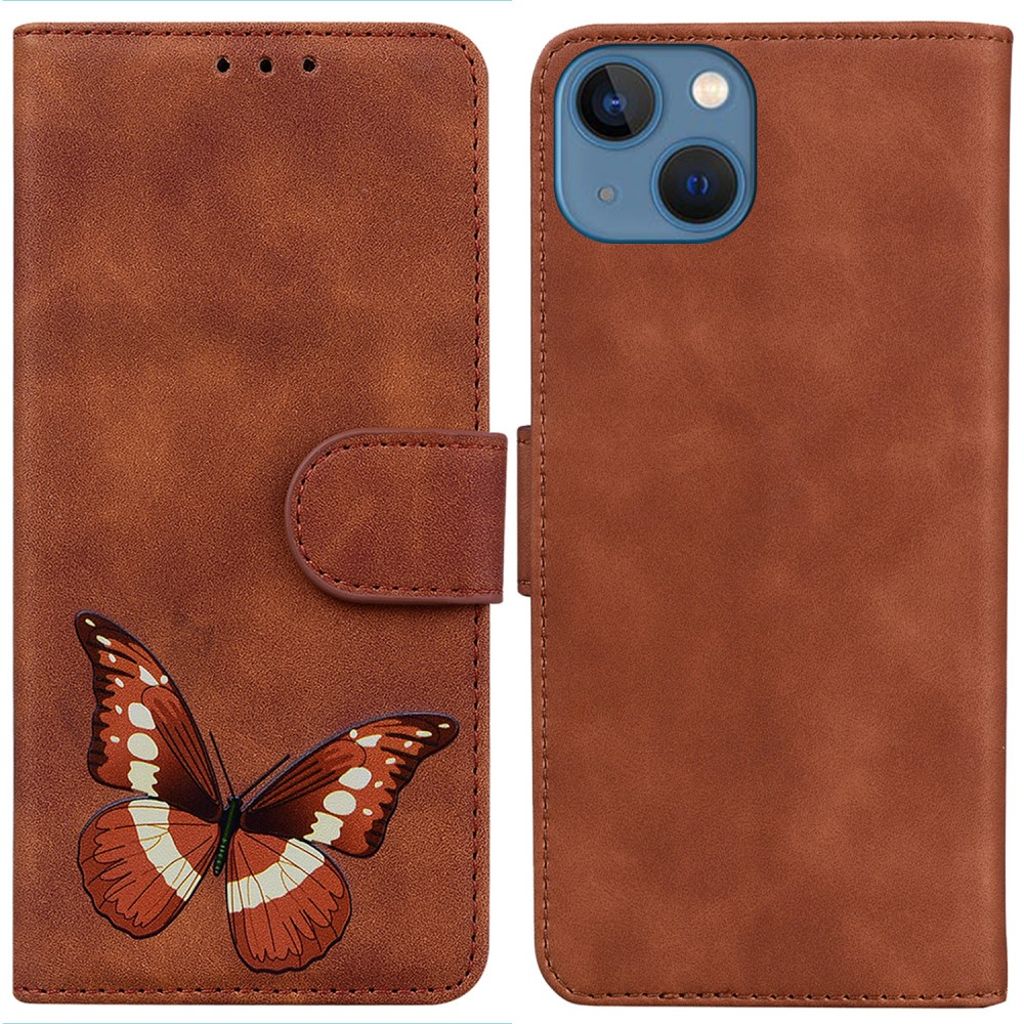 IPhone 15 Plus fodral med a butterfly print - brun