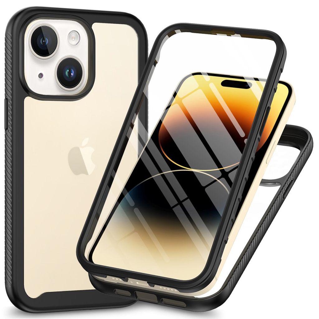 IPhone 15 Plus skal with a skärmskydd - svart