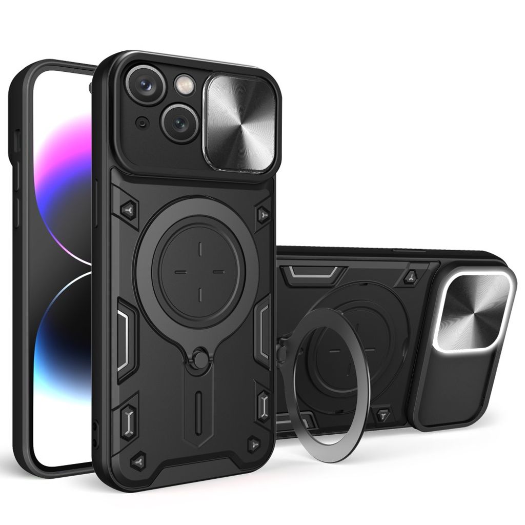 Rotatable iPhone 15 skal - svart