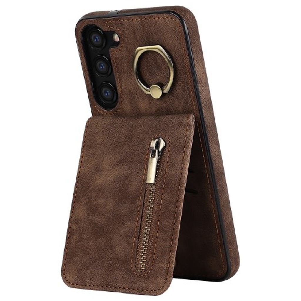 Samsung Galaxy S23 Wallet Case with Ring Holder - Brown
