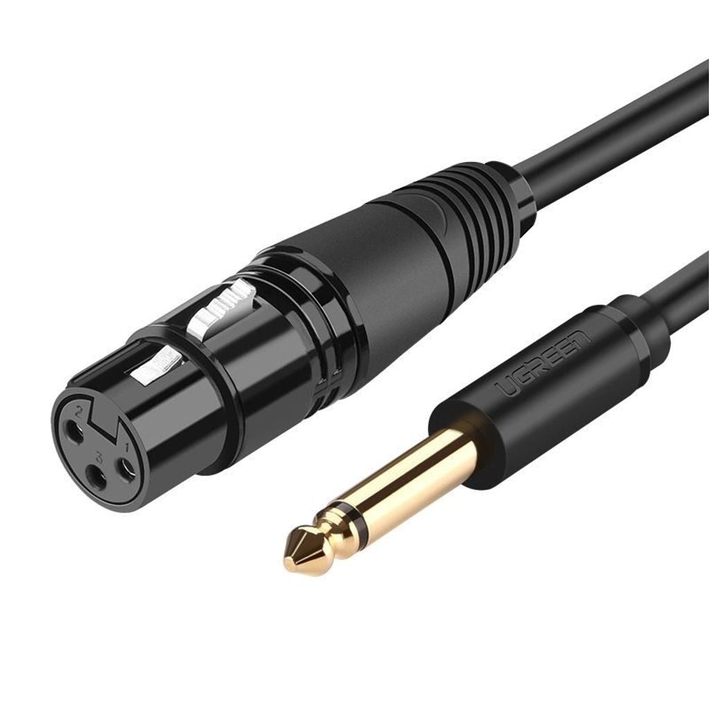 Ugreen XLR audio / microphone cable (female) to 6.35 mm jack (male), 2m - Black