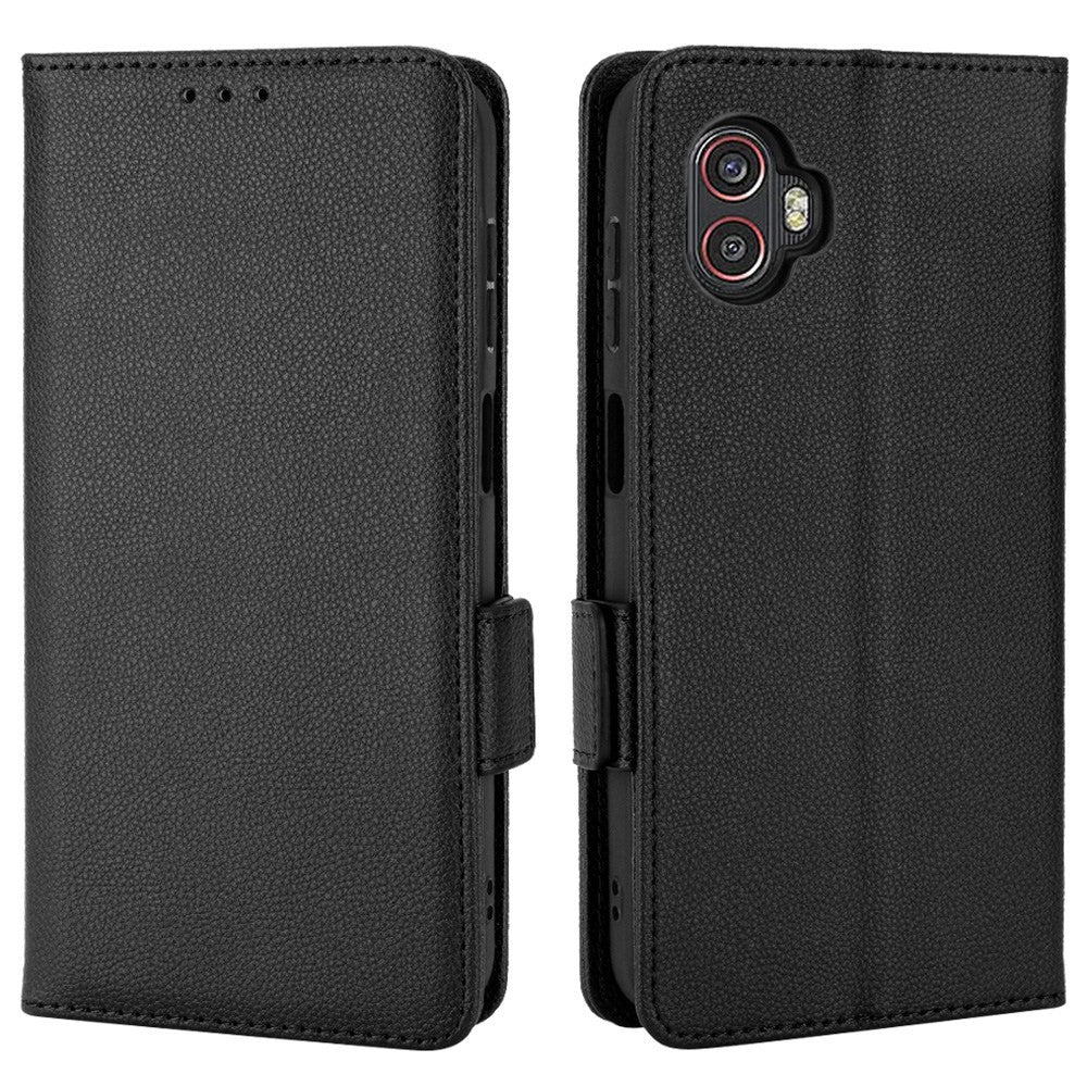 Samsung Galaxy Xcover 6 Pro 5G PU Leather stativ fodral – svart
