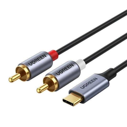 Ugreen audio cable USB-C (male) - 2RCA (male), 1.5m-  Gray