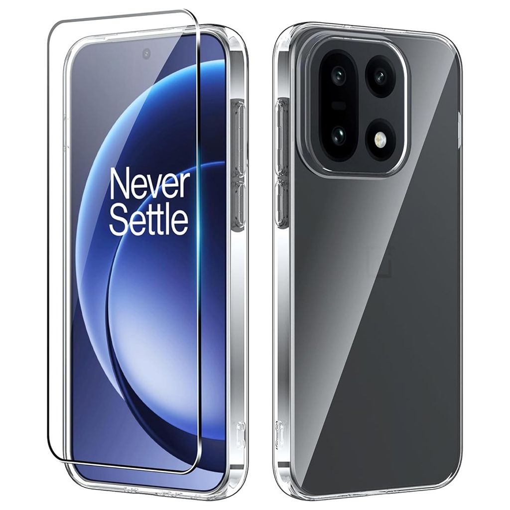 OnePlus 15 5G transparent TPU skal + 2.5D skärmskydd – Transparent