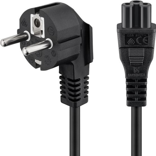 Goobay Power supply cord (safety plug) Angled 90° C5 1,8 m - Black