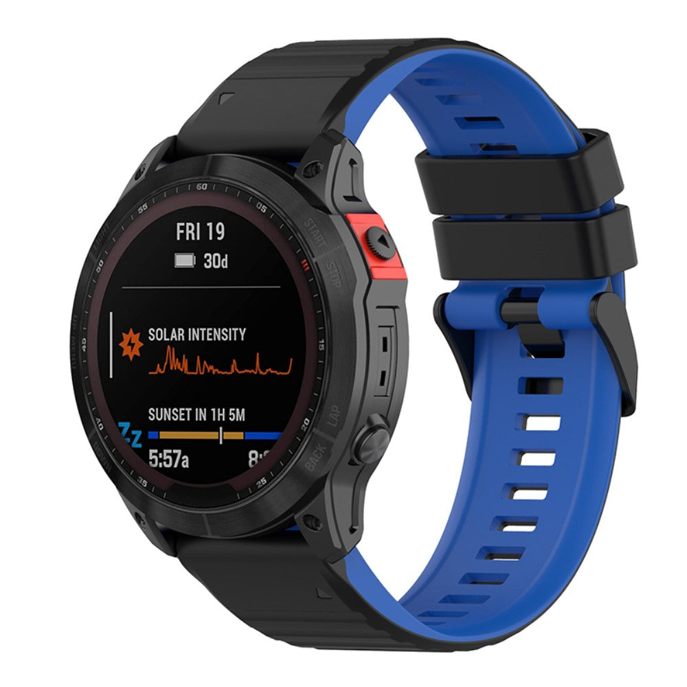 Garmin Fenix 7X/6X/6X Pro etc. Silicone Two-colored Watch Band - Black/Blue