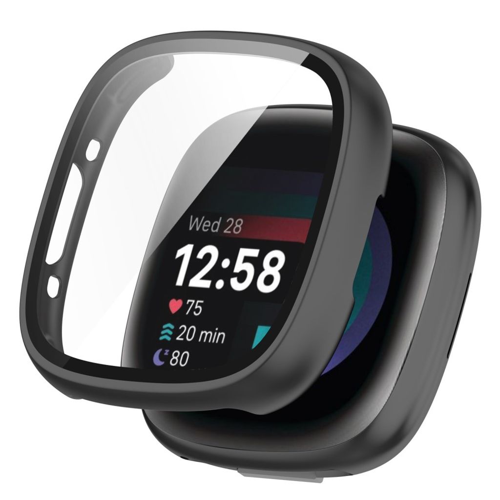 Fitbit Versa 4 / Sense 2 skal in härdat glas - svart