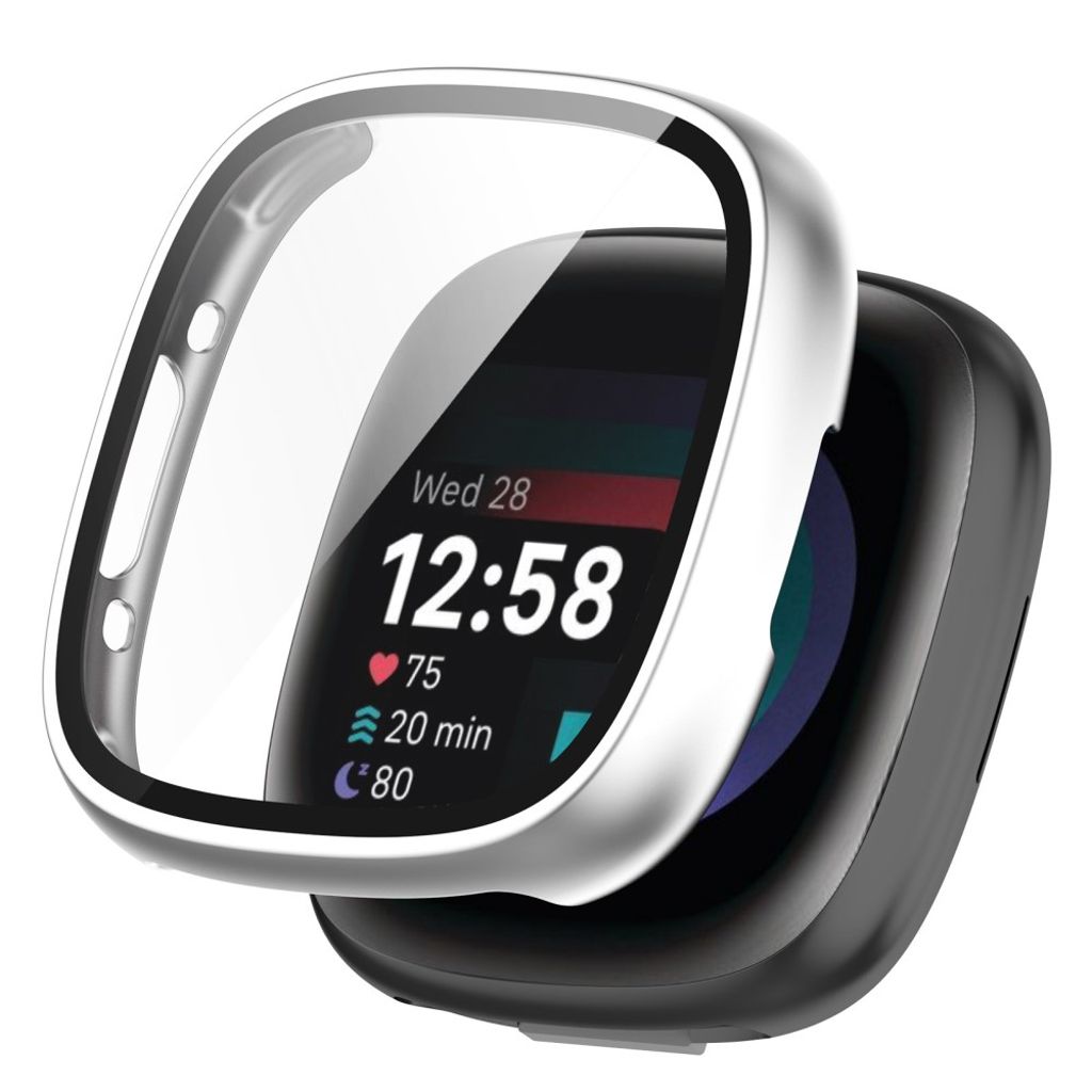 Fitbit Versa 4 / Sense 2 skal in härdat glas - silver