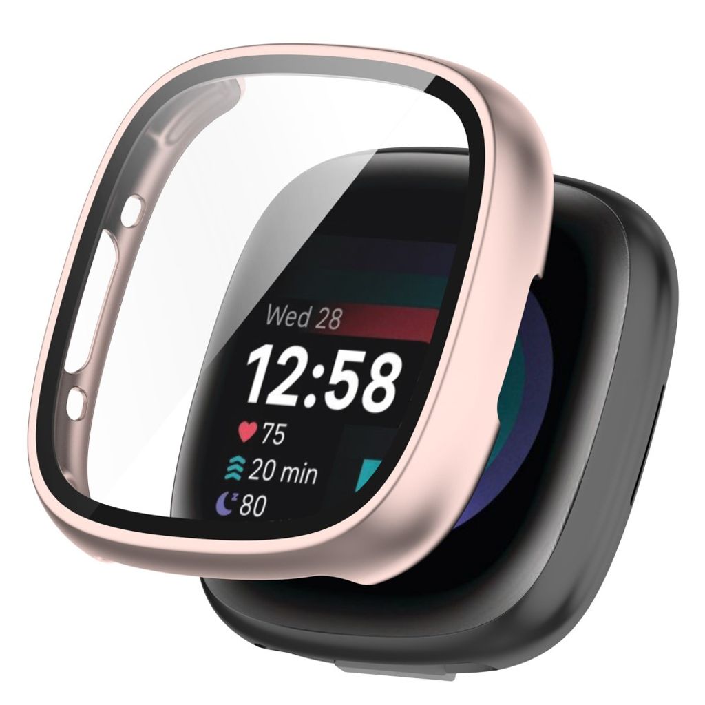 Fitbit Versa 4 / Sense 2 case in tempered glass - Rose gold-colored