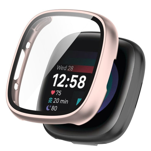 Fitbit Versa 4 / Sense 2 case in tempered glass - Rose gold-colored