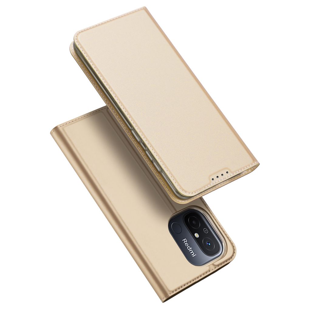 Dux Ducis Xiaomi Redmi 12C fodral with Flip Card Wallet stativ – guld