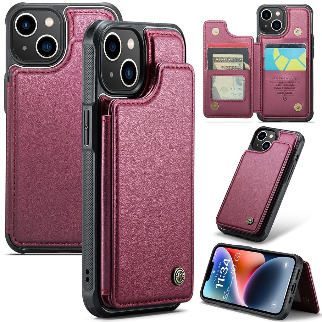 CASEME iPhone 14 plånboksfodral RFID Blocking – röd