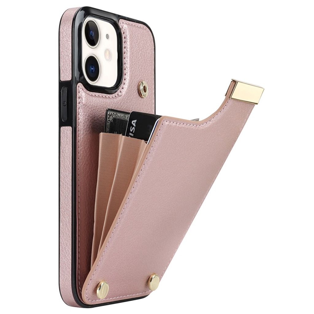 IPhone 12 skal with card holder – roséguld