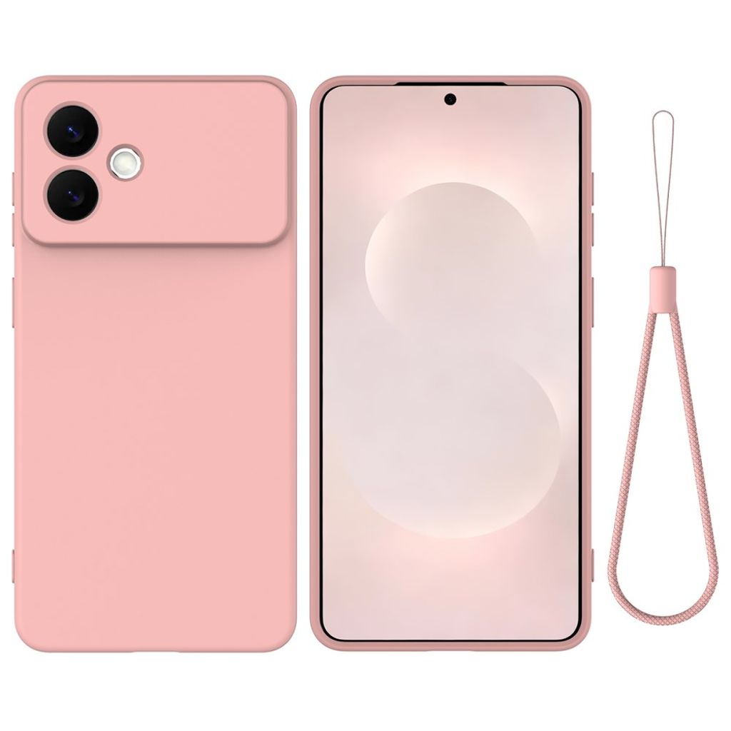 Samsung Galaxy S26 Edge Liquid Silicone skal with Hand Strap – rosa