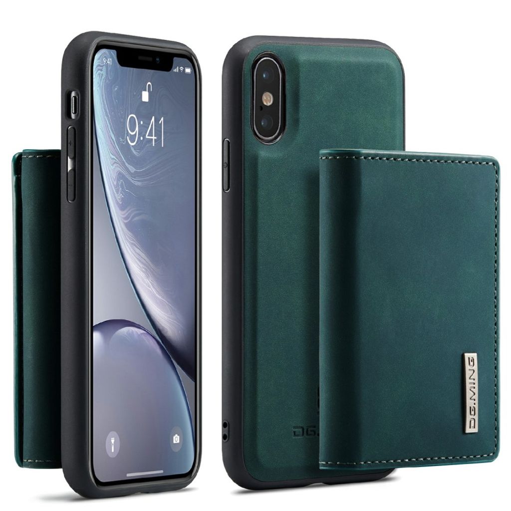 DG.MING iPhone X/XS magnetiskt plånboksfodral Hybrid stativ – grön