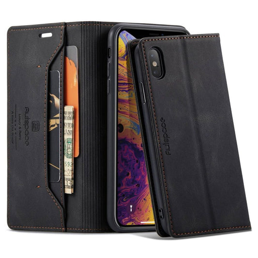 AUTSPACE iPhone X / XS RFID Blocking Wallet Cover – Black