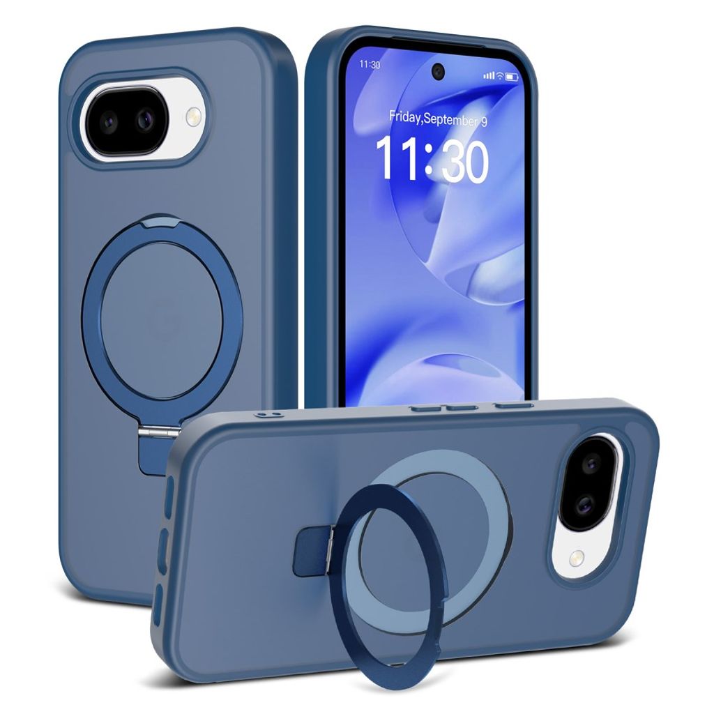 Google Pixel 10a Silicone MagSafe skal Ring Holder – blå