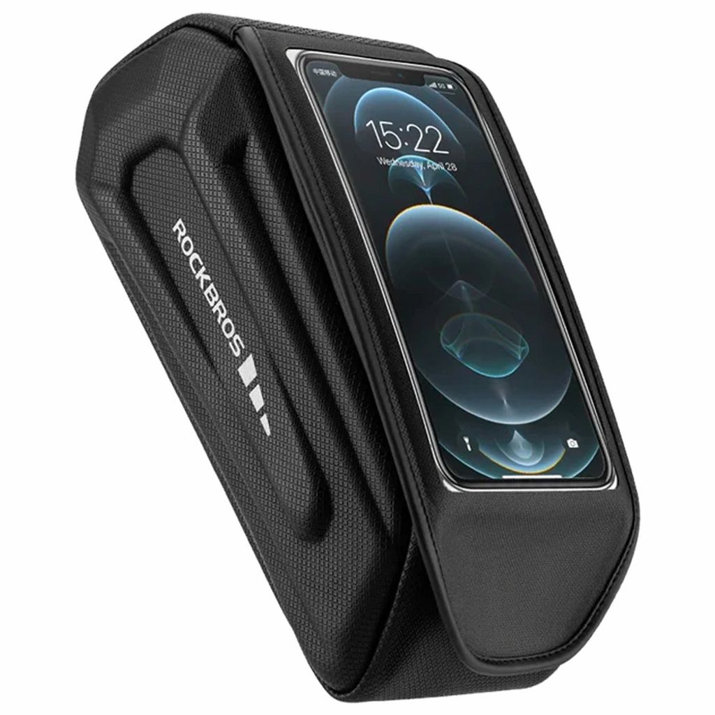 Rockbros waterproof frame bicycle bag with phone cover - black