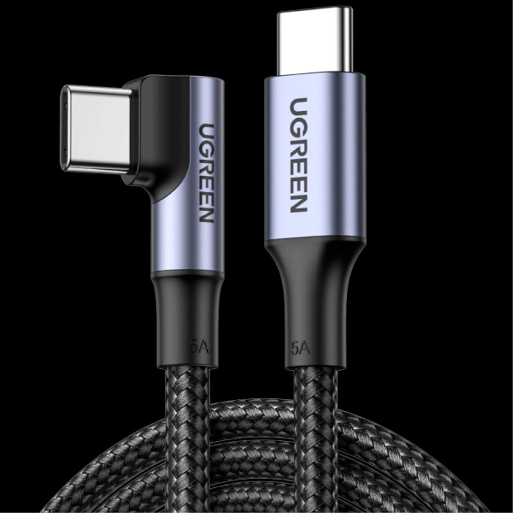 UGREEN USB-C to Angled USB-C kabel, PD, 100W, 5A, 1m