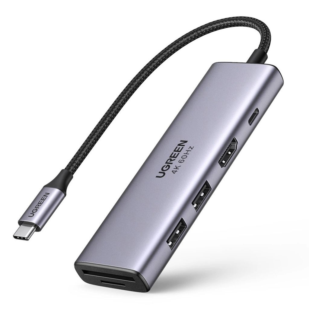 Ugreen Hub USB-C to 2x USB-A  / HDMI 4K 60Hz / SD and TF card reader / USB-C PD 100W - Gray