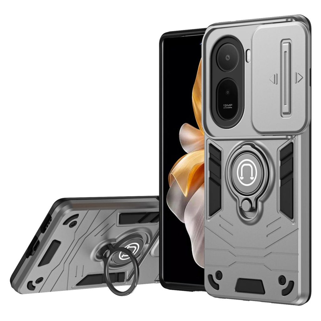 Xiaomi Redmi A7 Pro skal Ring Holder Sliding Camerashield – grå