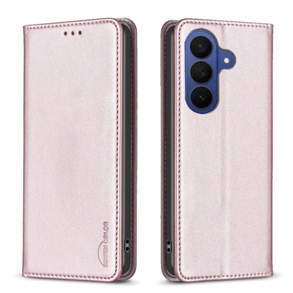 BINFEN COLOR Samsung Galaxy A37 5G plånboksfodral stativ kortfack – roséguld