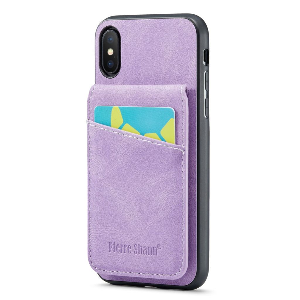 FIERRE SHANN iPhone XS Max skal with Card Holder and stöd – lila