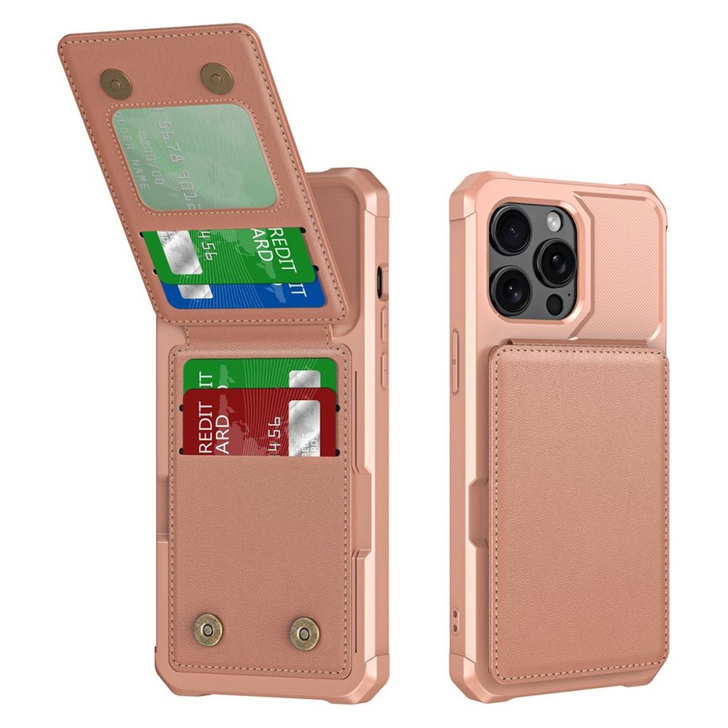 ZM11 iPhone 14 Pro Max Card Holder skal stativ – roséguld
