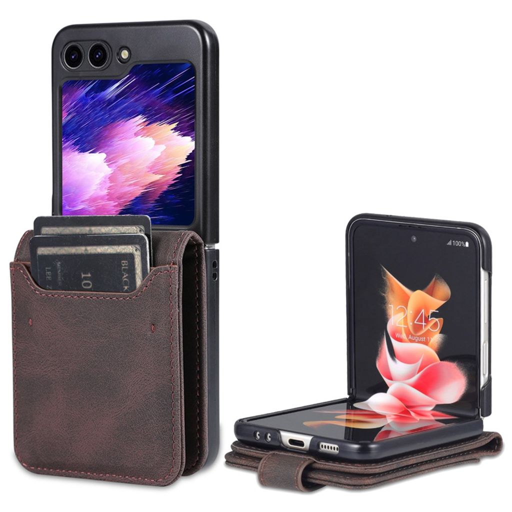 AZNS Samsung Galaxy Flip6 / Flip 7 FE plånboksfodral – brun