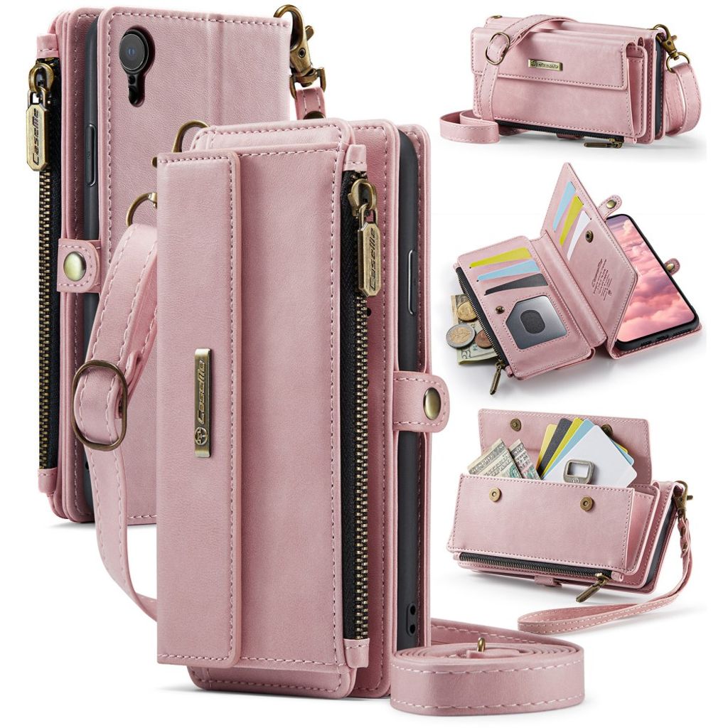 CASEME C39 plånboksfodral med med RFID-skydd för iPhone XR - rosa