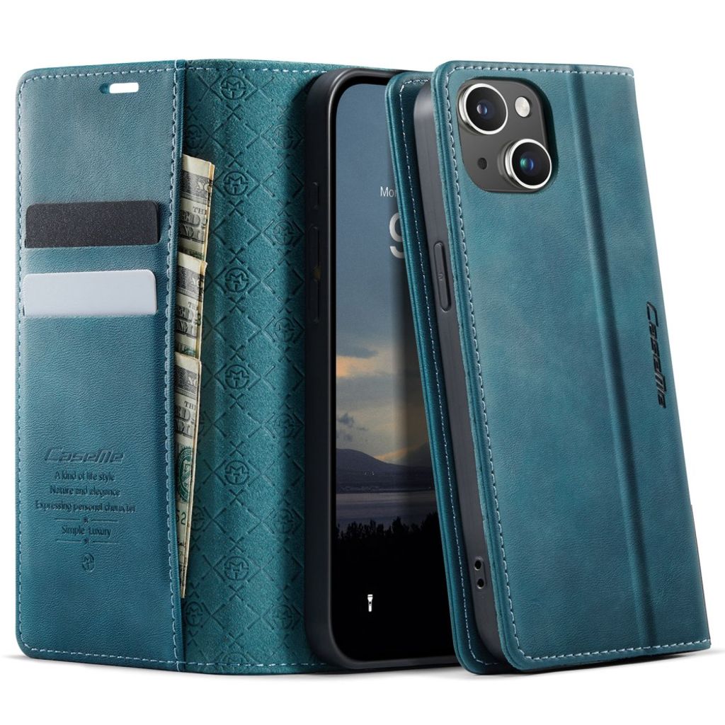 CASEME iPhone 14 plånboksfodral med RFID-skydd stativ - grön